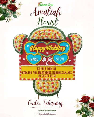 Karangan Papan Bunga Pernikahan di Gegelang